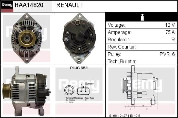 DELCO REMY Generaator RAA14820
